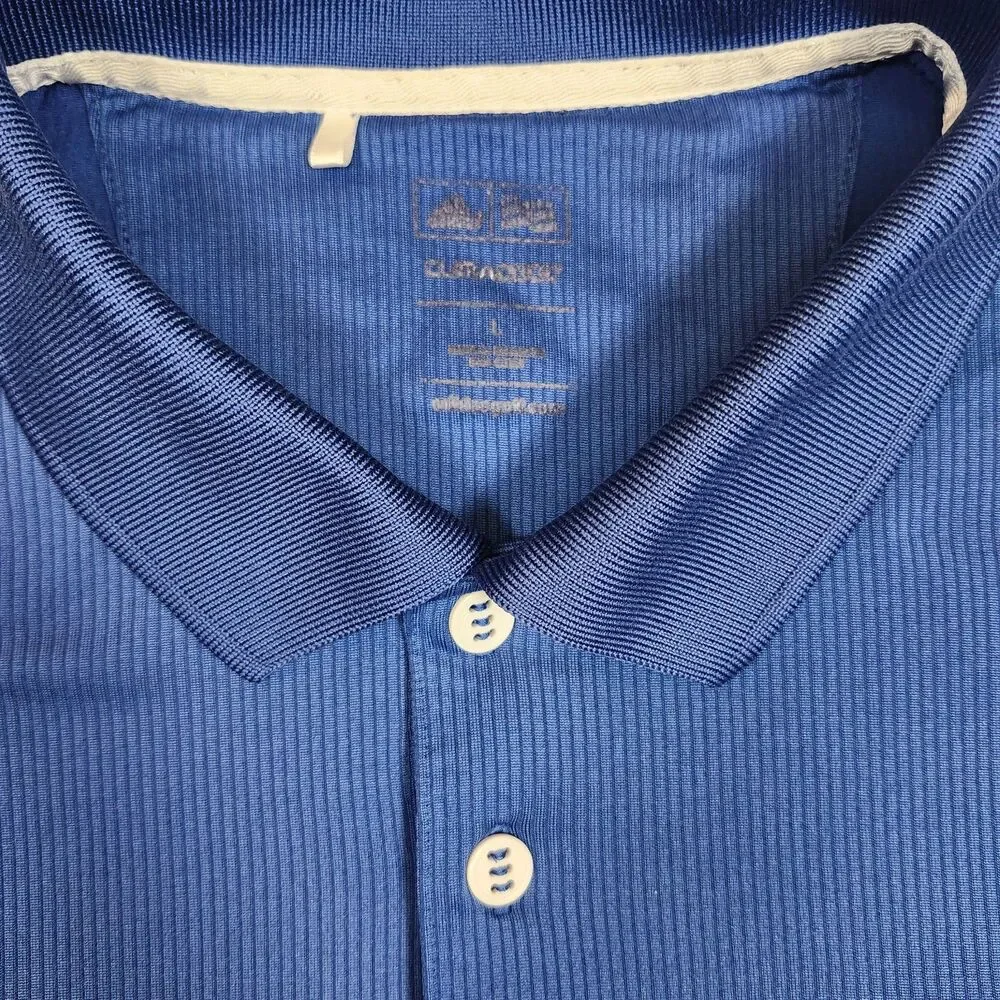 Adidas Golf Climacool Mens Large Royal Blue 3-Stripe Performance Polo Shirt EUC